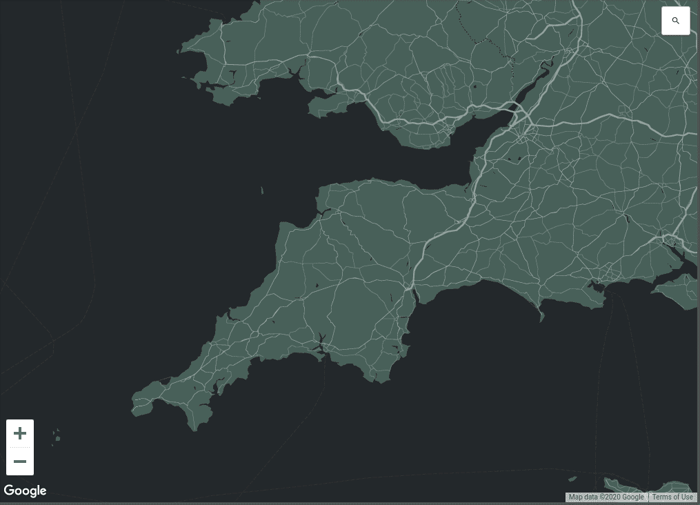 Cornwall - dark theme map